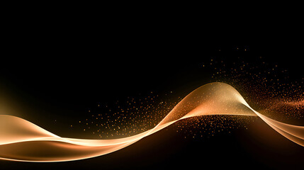 .Luxury Christmas and New Year Abstract banner festive digital golden wave with glitter and bright sparks on black background with copy space.