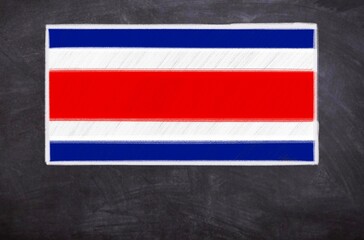 Hand drawn flag of Costa Rica on a black chalkboard