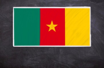 Hand drawn flag of Cameroon on a black chalkboard