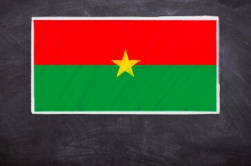Hand drawn flag of Burkina Faso on a black chalkboard