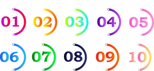 colorful numbering bullet point collection