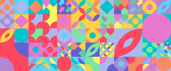 Colorful colourful abstract geometric mosaic banner design with simple shapes