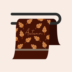 Flat Design Illustration with  Paper  Towel Holder and Autumn Pattern