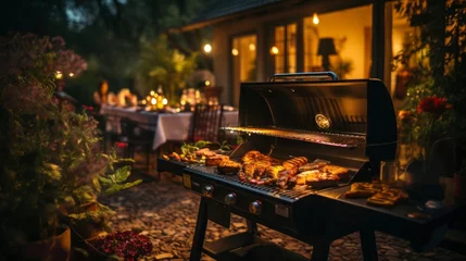 Foto op Canvas Outdoor barbecue grill with food © Iarte