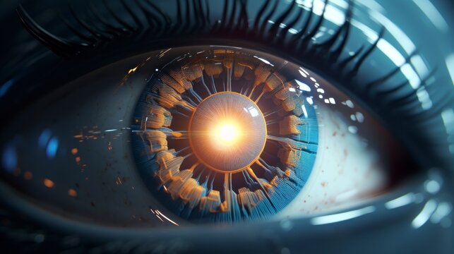 Artistic closeup of a futuristic womans eye