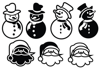 set of christmas snowman icons