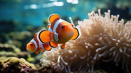 Fototapeta na wymiar Clownfish, Background Image, Background For Banner, HD