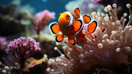 Fototapeta na wymiar Clownfish, Background Image, Background For Banner, HD