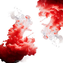 Black and red smoke cloud.Transparent light Black and red dark color smoke with isolated white background.