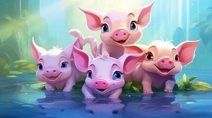 A Gathering of Pig Faces, Radiating Simple Charm for Charming and Playful Designs.