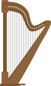 recommend clip art: Vector illustration of vintage harp isolated in white background. Harp musical instrument template