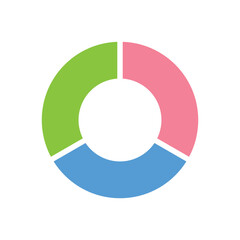 Fraction pie divided into one-third. Pie chart. Mathematics resources for teachers and students.