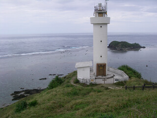 lighthouse on the coast,平久保崎,沖縄,日本 - obrazy, fototapety, plakaty