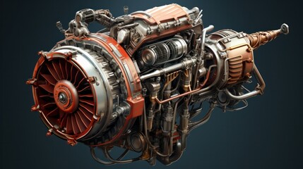 Rise car engine unit. Fly engine - obrazy, fototapety, plakaty
