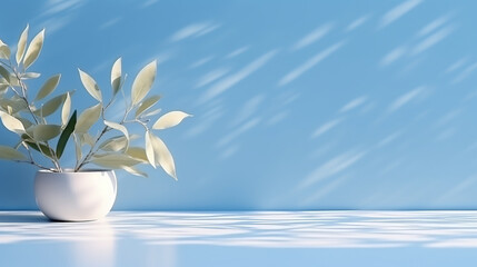 Plant against a blue wall mockup