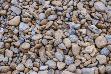 Close-up on stones and pebbles on the ground