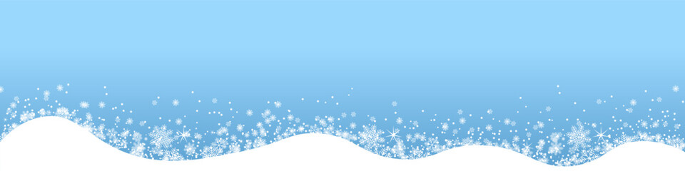 Fototapeta na wymiar Border of white snowflakes and stars on blue background. Banner with snowflakes and stars. Vector Christmas background EPS 10