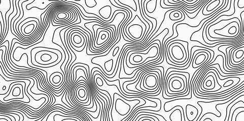 Abstract Topographic Map in Contour Line Light stripes on a white background. Ocean topographic line map with curvy wave isolines vector Black-white background from a line similar to