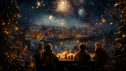 New years eve party - obrazy, fototapety, plakaty