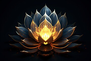 Naklejka na ściany i meble A lotus flower with flames of conceptual digital art.