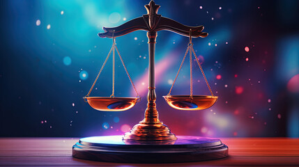 Justice Illuminated: A Balance Scale in a Stunning, Colorful Display, Ideal for Screensavers and Desktop Backgrounds	
 - obrazy, fototapety, plakaty