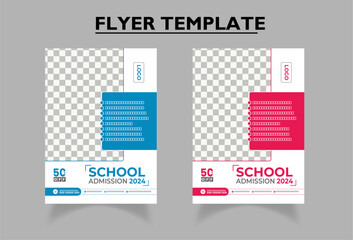 Modern and clean School Admission flyer | Kids back to school education open for registration admission flyer poster template | Abstract shapes admission flyer | Red and Blue colors |