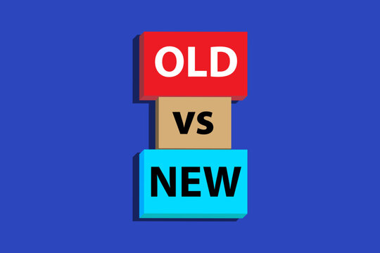 OLD vs New color cube words. use us for positive thoughts business or back grounds theme concept vector illustration. marketing and advertising. Сoncept 
