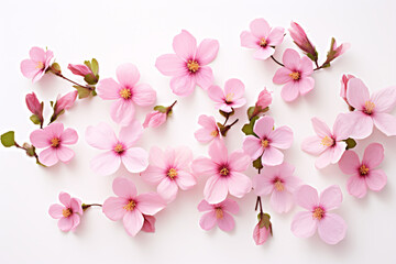 Group of Pink Flowers Gracefully Separated on a Crisp White Background.