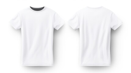 Front and back views of t-shirt isolated on a white background, Clipping Path, Mockup for design