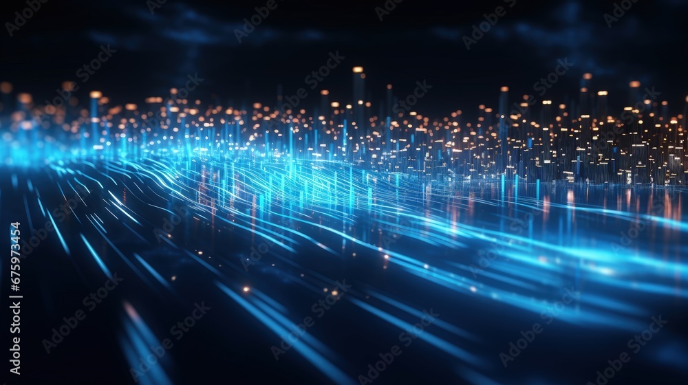 Leinwandbilder cyber hi-tech. futuristic big data stream. motion of digital data flow. data transmission channel 3d