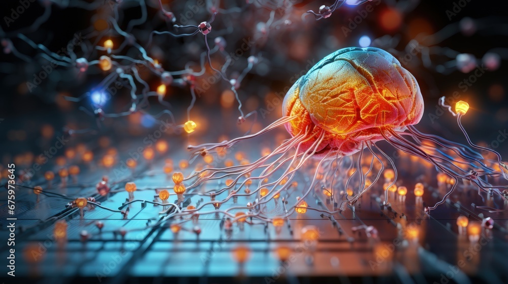 Aufkleber Artificial neural network - 3D rendering