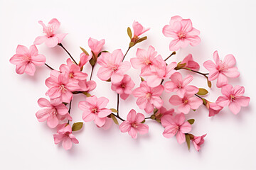 Group of Pink Flowers Gracefully Separated on a Crisp White Background.