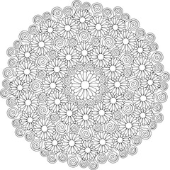 Floral Flower Mandala Adult Coloring Page Intricate Stress-free line art holiday Christmas 