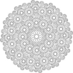 Floral Flower Mandala Adult Coloring Page Intricate Stress-free line art holiday Christmas 