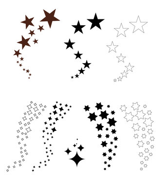 A set of shining and glowing stars, sparkle star icons,
and stars with festive decoration particles create an abstract staright effect. Twinkling stars, 
in this vector illustration.