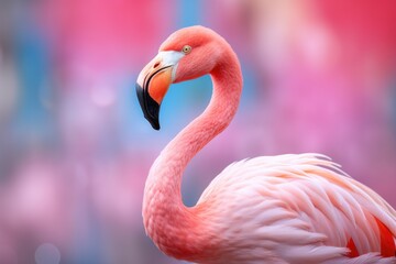 Obraz premium Pink flamingo blured background