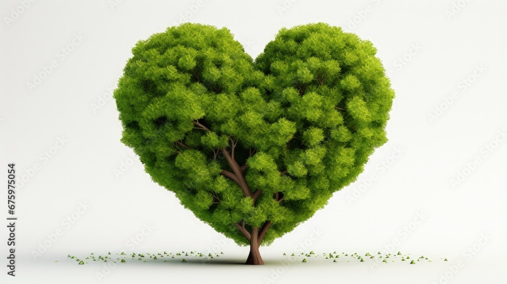 Aufkleber tree with heart-shaped and grass. responsible consumption. heart made from green leaves. love of nat