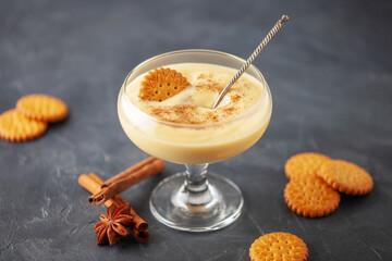 Natilla, Classic Spanish or Latin Custard Dessert. It is made with eggs, milk, sugar, cinnamon, and...