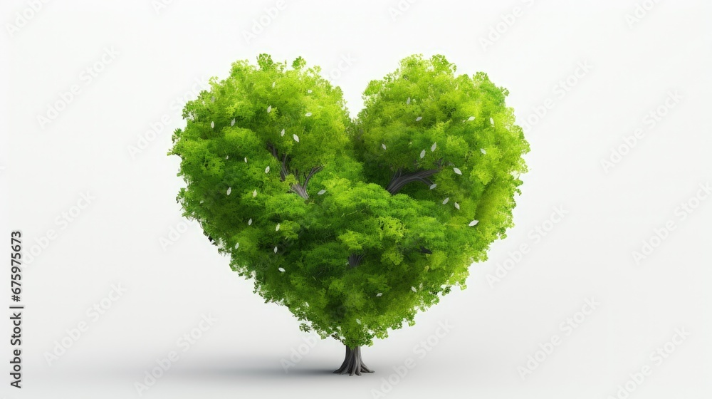 Aufkleber tree with heart-shaped and grass. responsible consumption. heart made from green leaves. love of nat