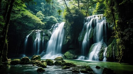 big waterfall in forest