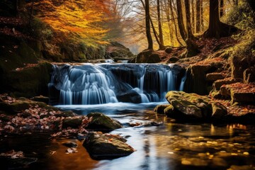 Waterfall in the autumn forest