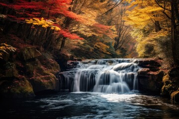 Fototapeta na wymiar Waterfall in the autumn forest