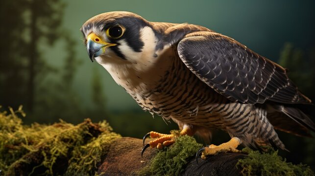 Portrait of a Hobby Falcon (Falco subbuteo) during feeding
