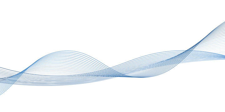 wave line. Abstract blue smooth waves on a white background. Dynamic sound waves. Design elements. Vector illustration. eps 10