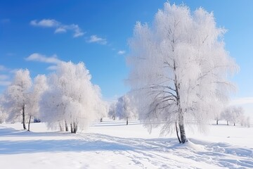 Obraz premium Winter landscape with fair trees under the snow