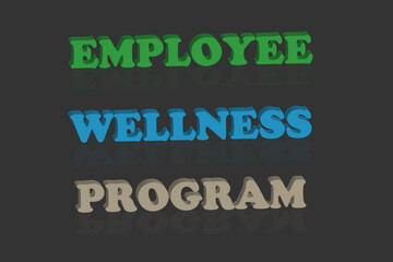 Employee wellness program. text and dark background. vector. industries, and company's employs welfare.