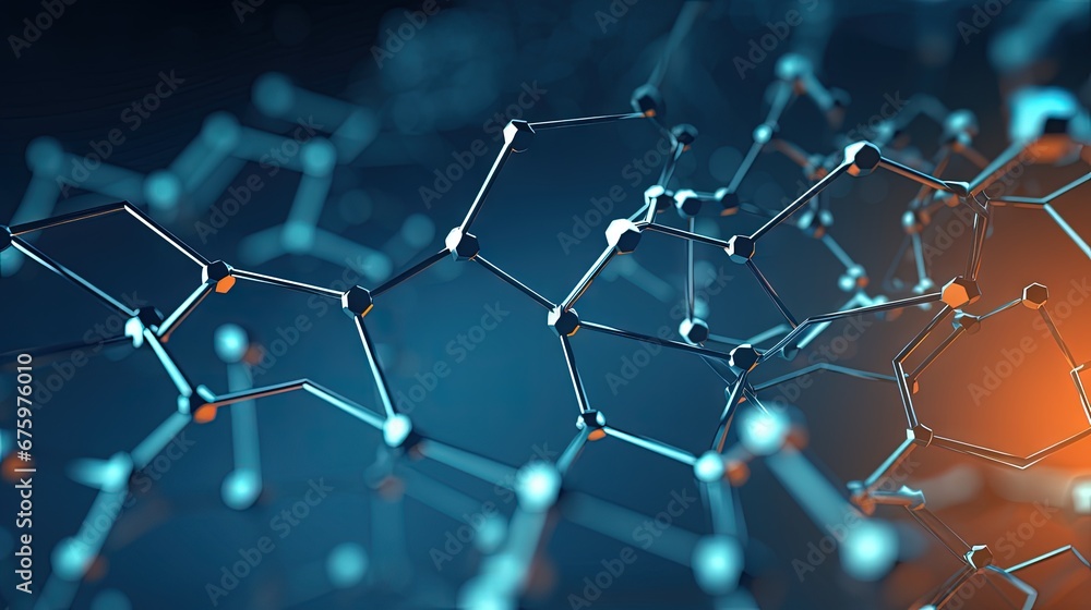 Poster Modern futuristic background of the scientific hexagonal pattern. Virtual abstract background with particle, molecule structure for medical, technology, chemistry, science. Social network