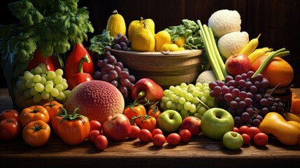 Assortment of fresh fruits and vegetables