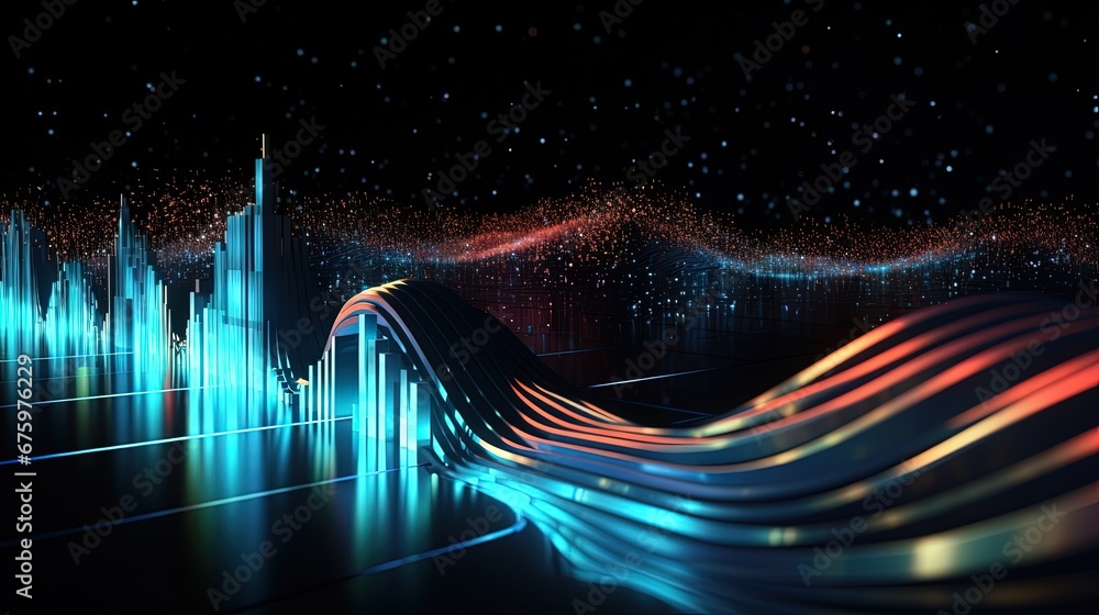Leinwandbilder cyber hi-tech. futuristic big data stream. motion of digital data flow. data transmission channel 3d