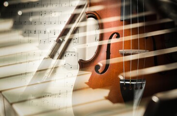 Naklejka premium Violin musical instrument background for music concept